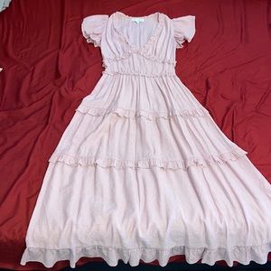 Pink PINCH ruffled maxi dress